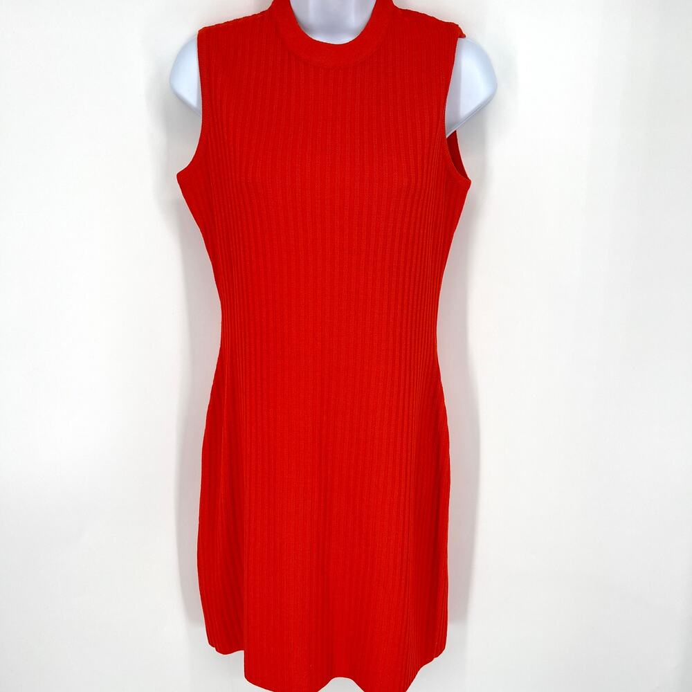St. John by Marie Gray Vintage Orange Red Knit Sleeveless Back Zip Dress Size 4